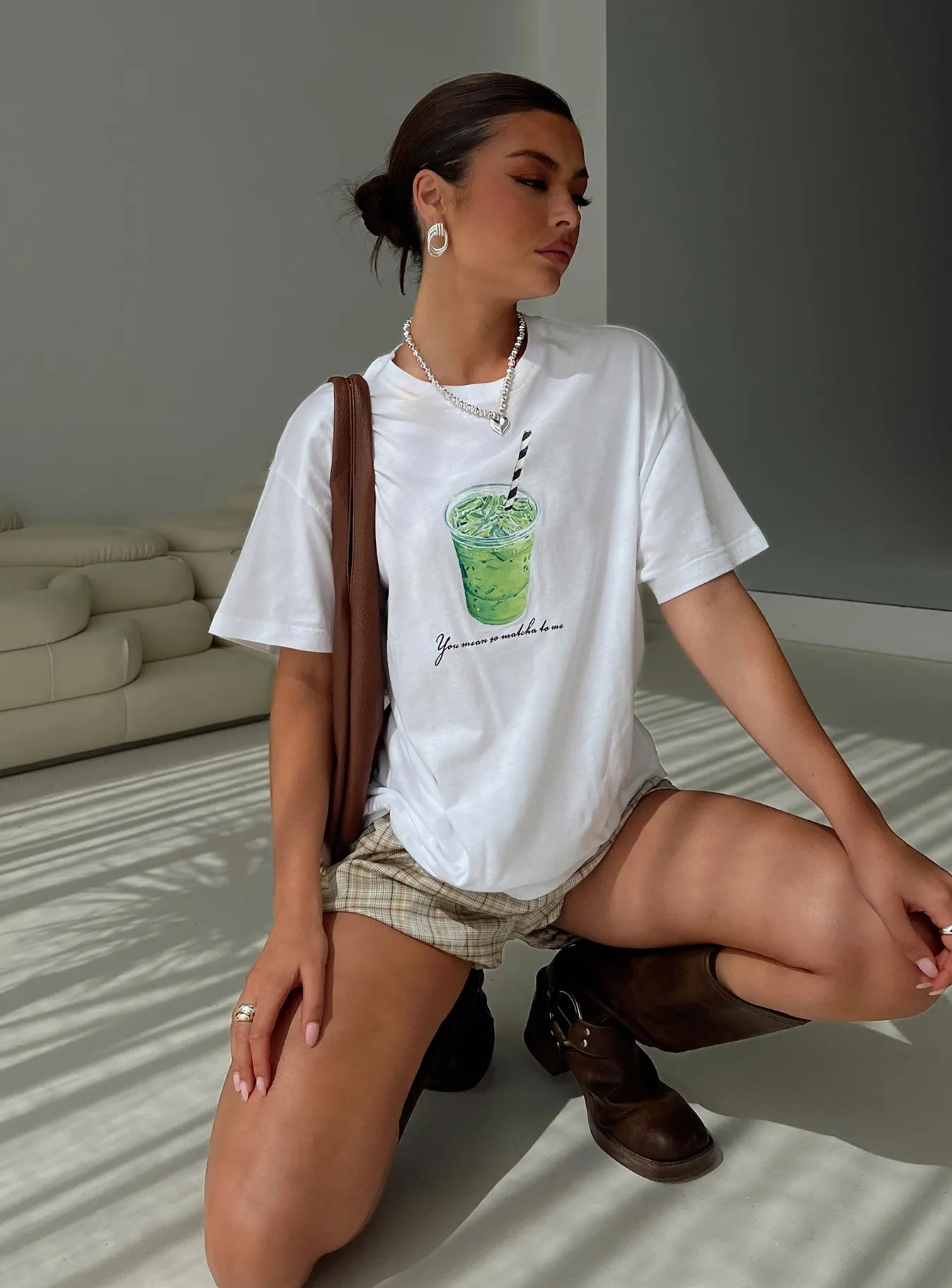 Love You So Matcha Graphic Top White sold by Princess Polly