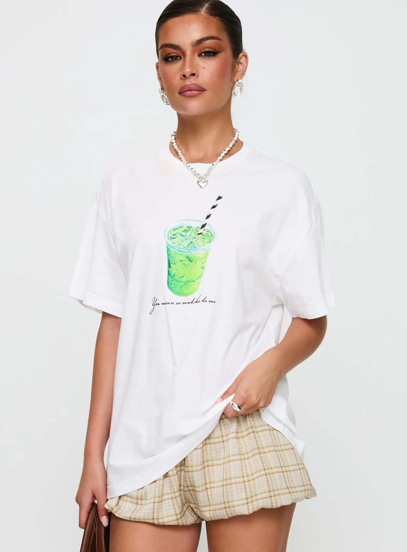 Love You So Matcha Graphic Top White sold by Princess Polly product image thumbnail 2