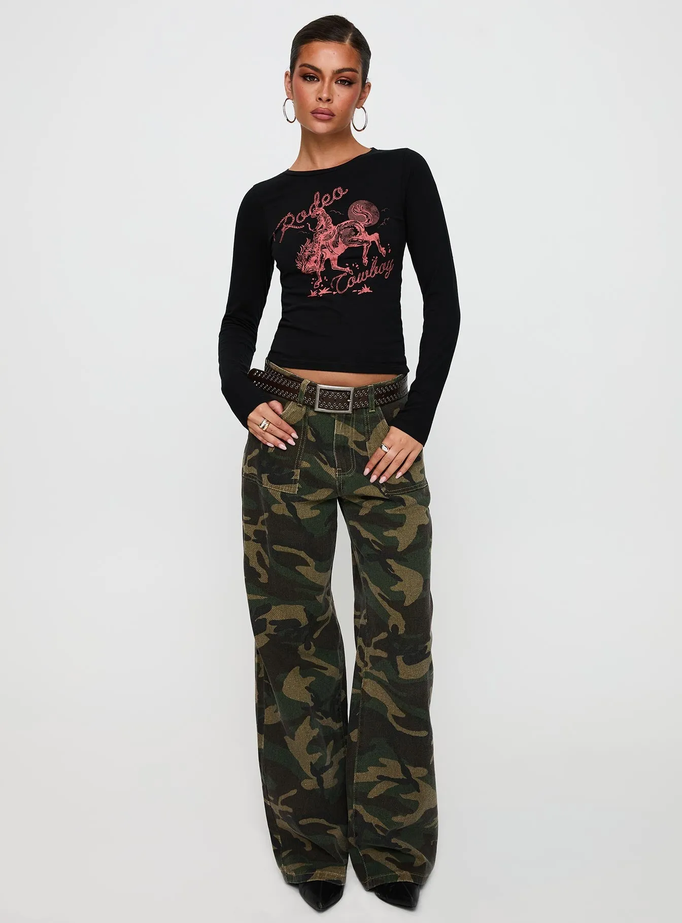 Rodeo Cowboy Long Sleeve Top Washed Wine sold by Princess Polly product image thumbnail 3