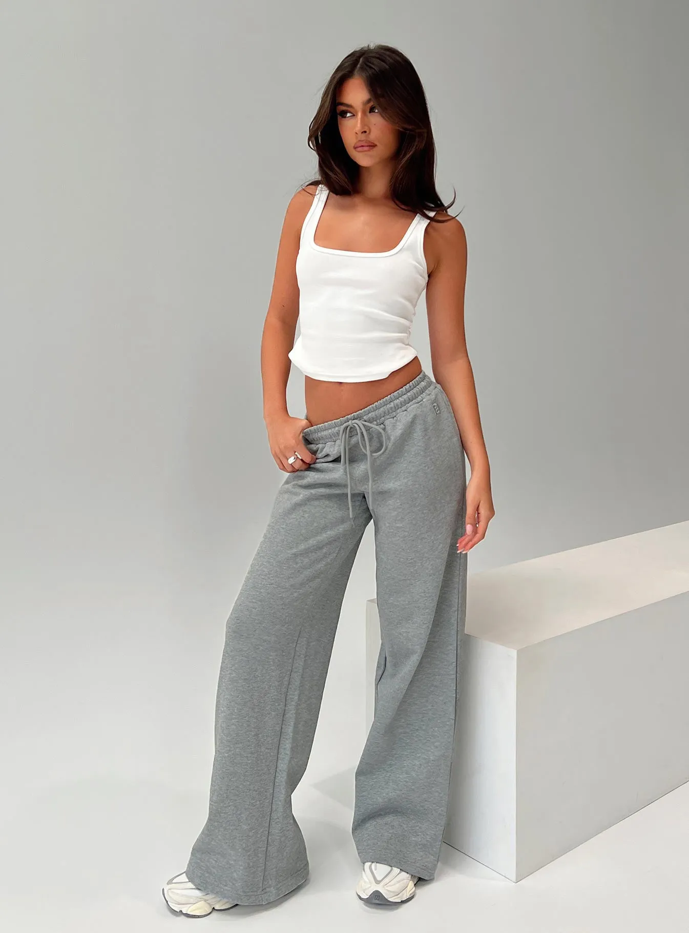 All Day Straight Leg Sweatpants Grey Marle sold by Princess Polly