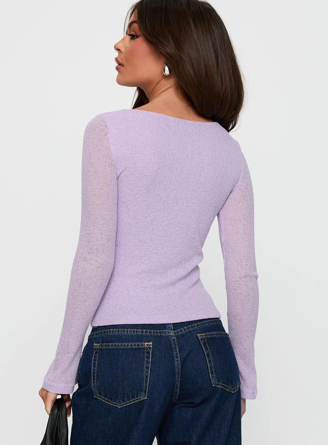 See You Soon Long Sleeve Top Purple sold by Princess Polly product image thumbnail 4