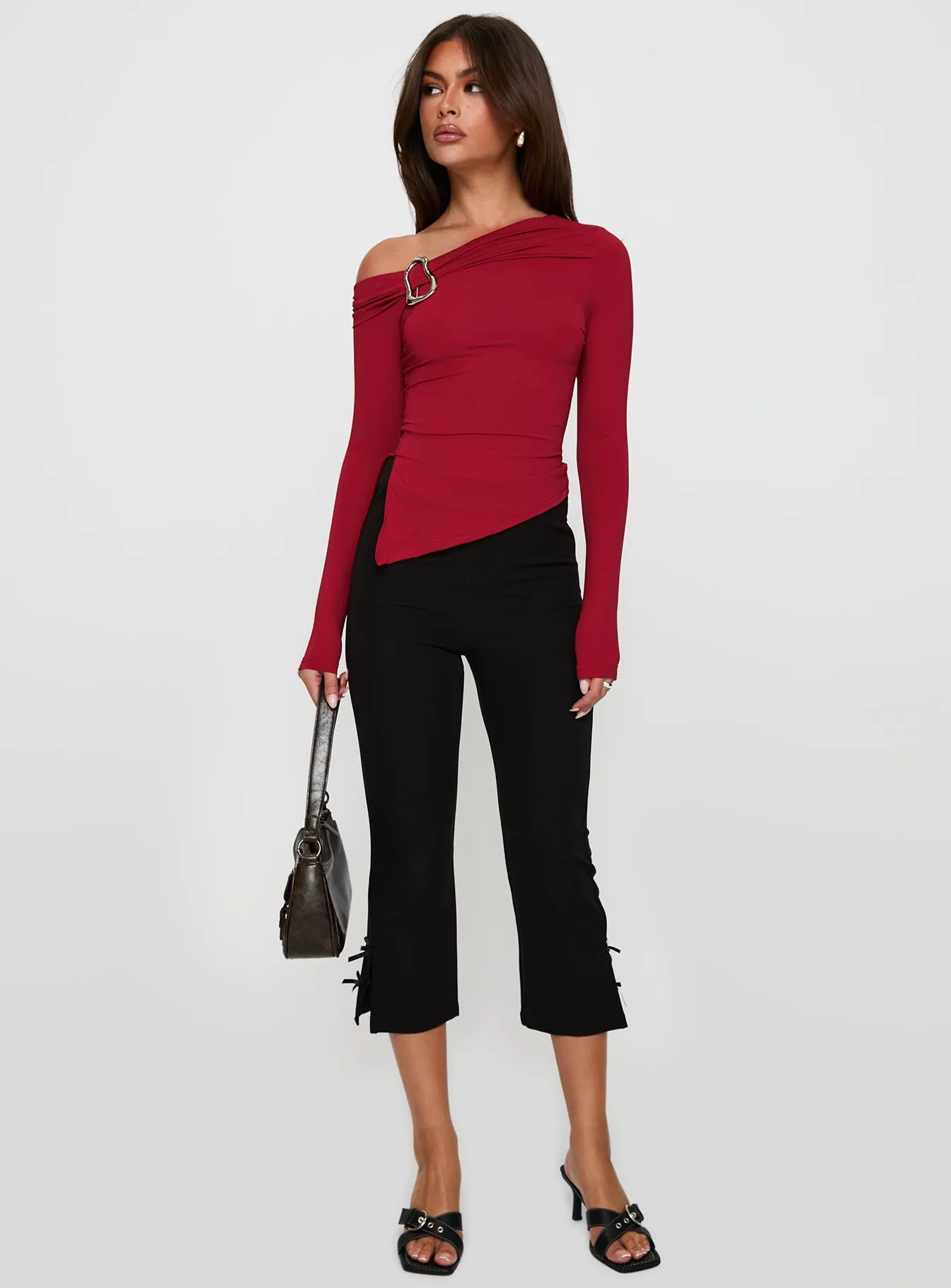 Donalla Off The Shoulder Hardware Detail Top Red sold by Princess Polly product image thumbnail 3