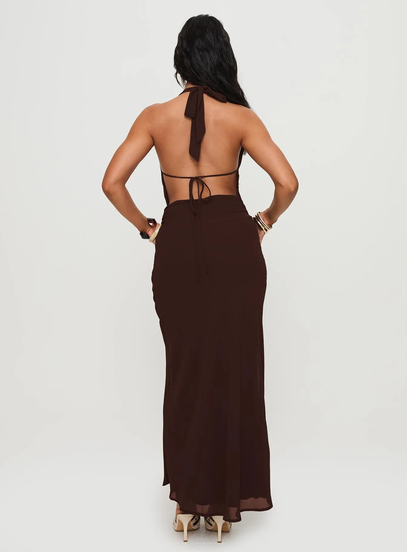 Alejandria Cowl Neck Maxi Dress Chocolate sold by Princess Polly product image thumbnail 5