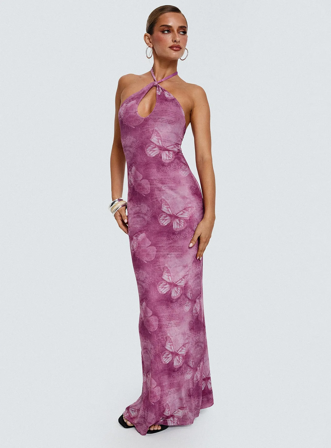 Nathaleia Halter Maxi Dress Purple sold by Princess Polly