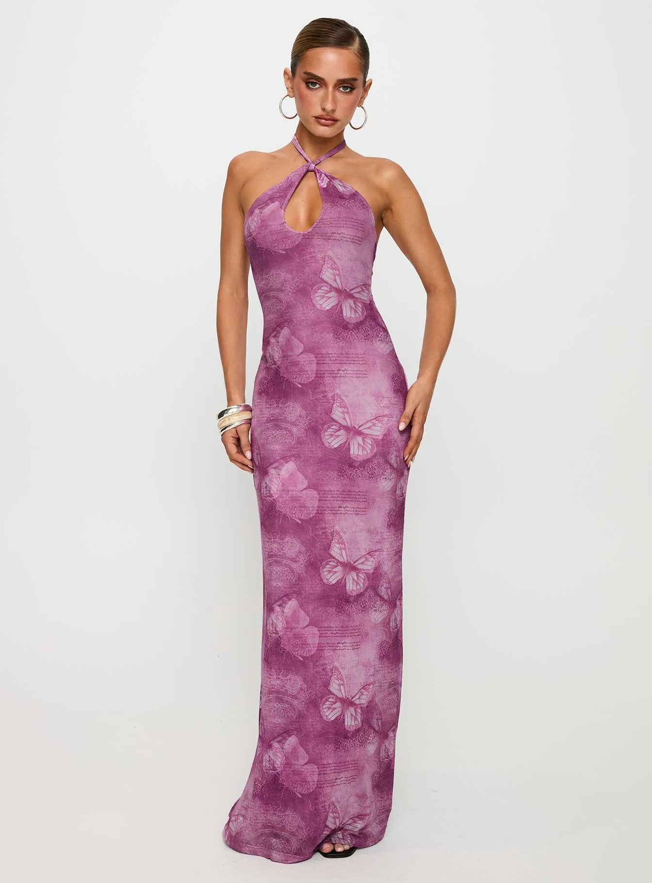 Nathaleia Halter Maxi Dress Purple sold by Princess Polly product image thumbnail 3