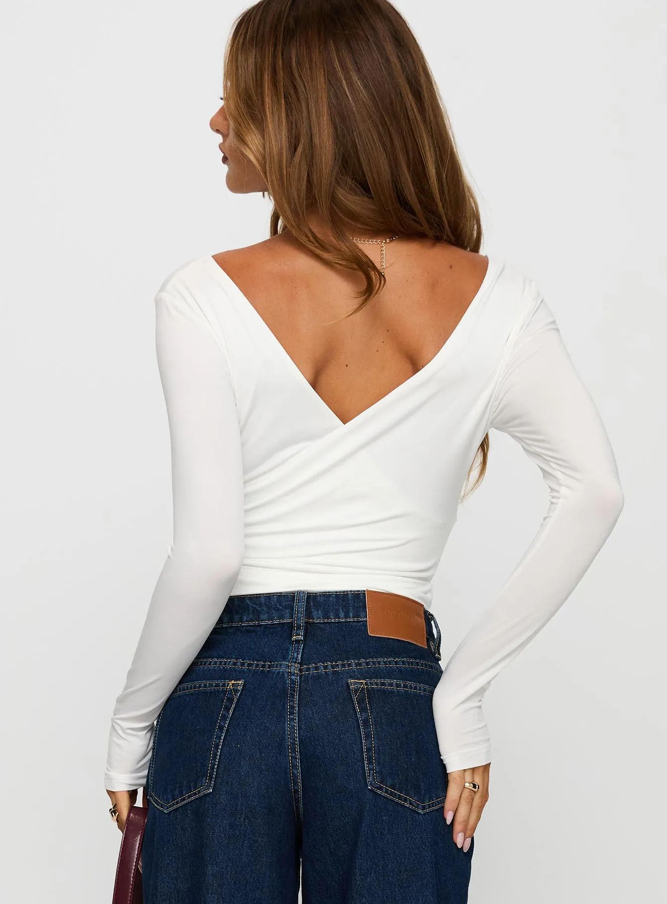 Right Here Cross Detail Bodysuit White sold by Princess Polly product image thumbnail 5