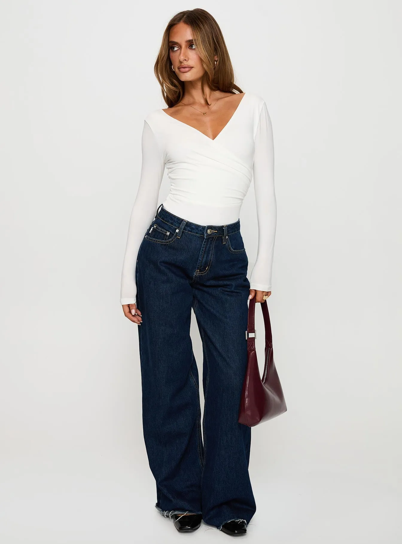 Right Here Cross Detail Bodysuit White sold by Princess Polly product image thumbnail 3