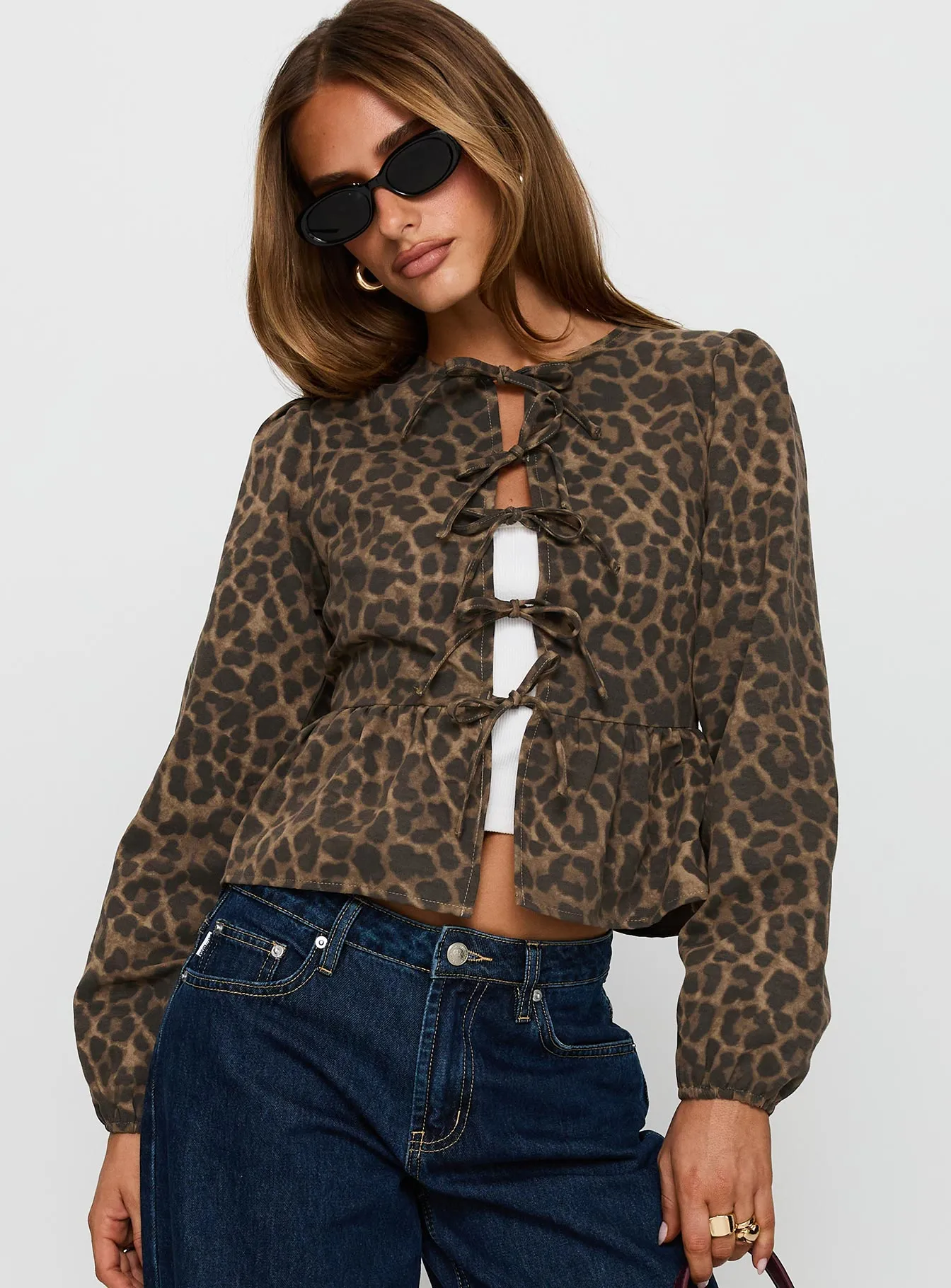 Recognize Tie Detail Long Sleeve Top Leopard sold by Princess Polly product image thumbnail 2