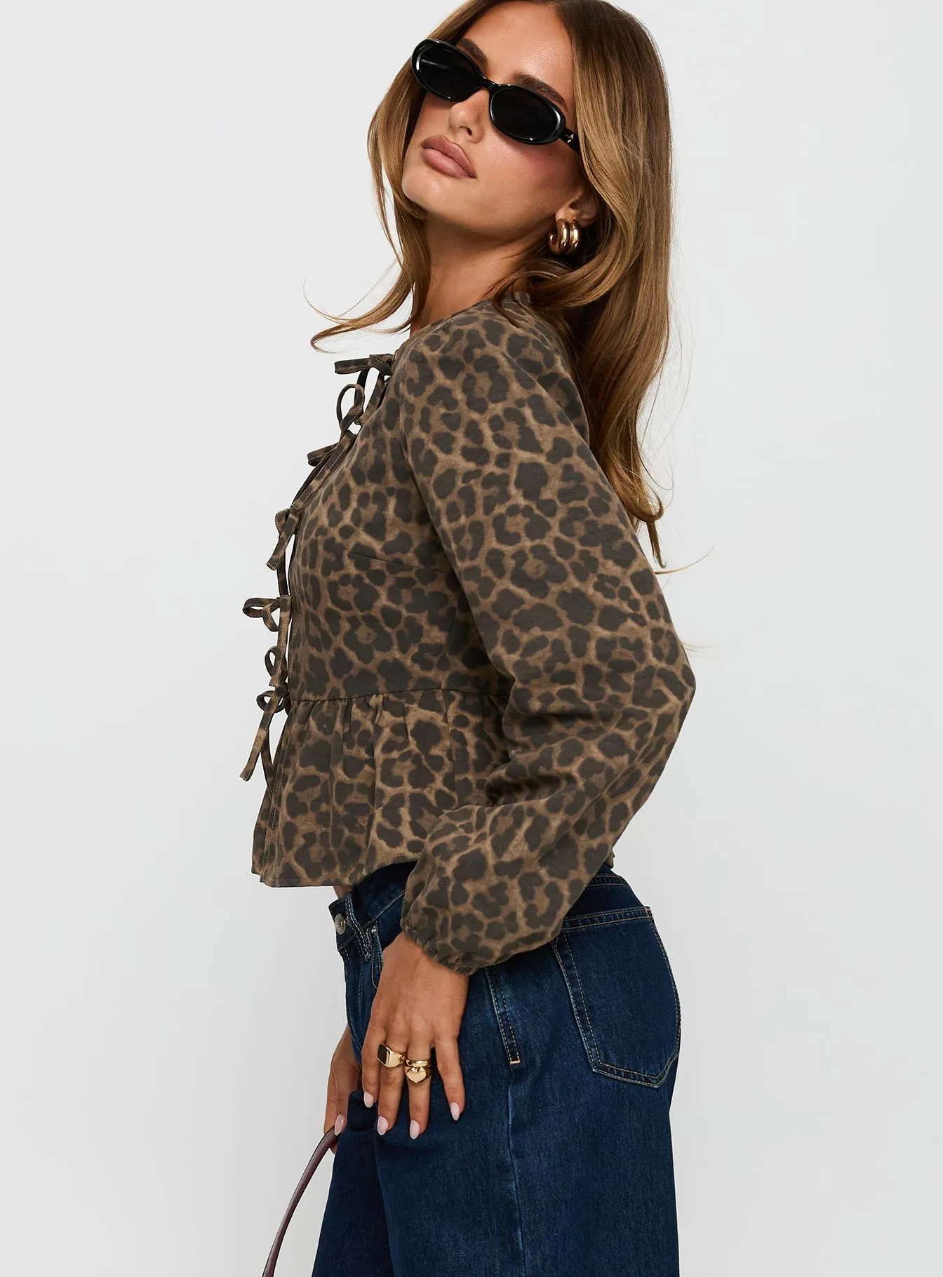 Recognize Tie Detail Long Sleeve Top Leopard sold by Princess Polly product image thumbnail 4