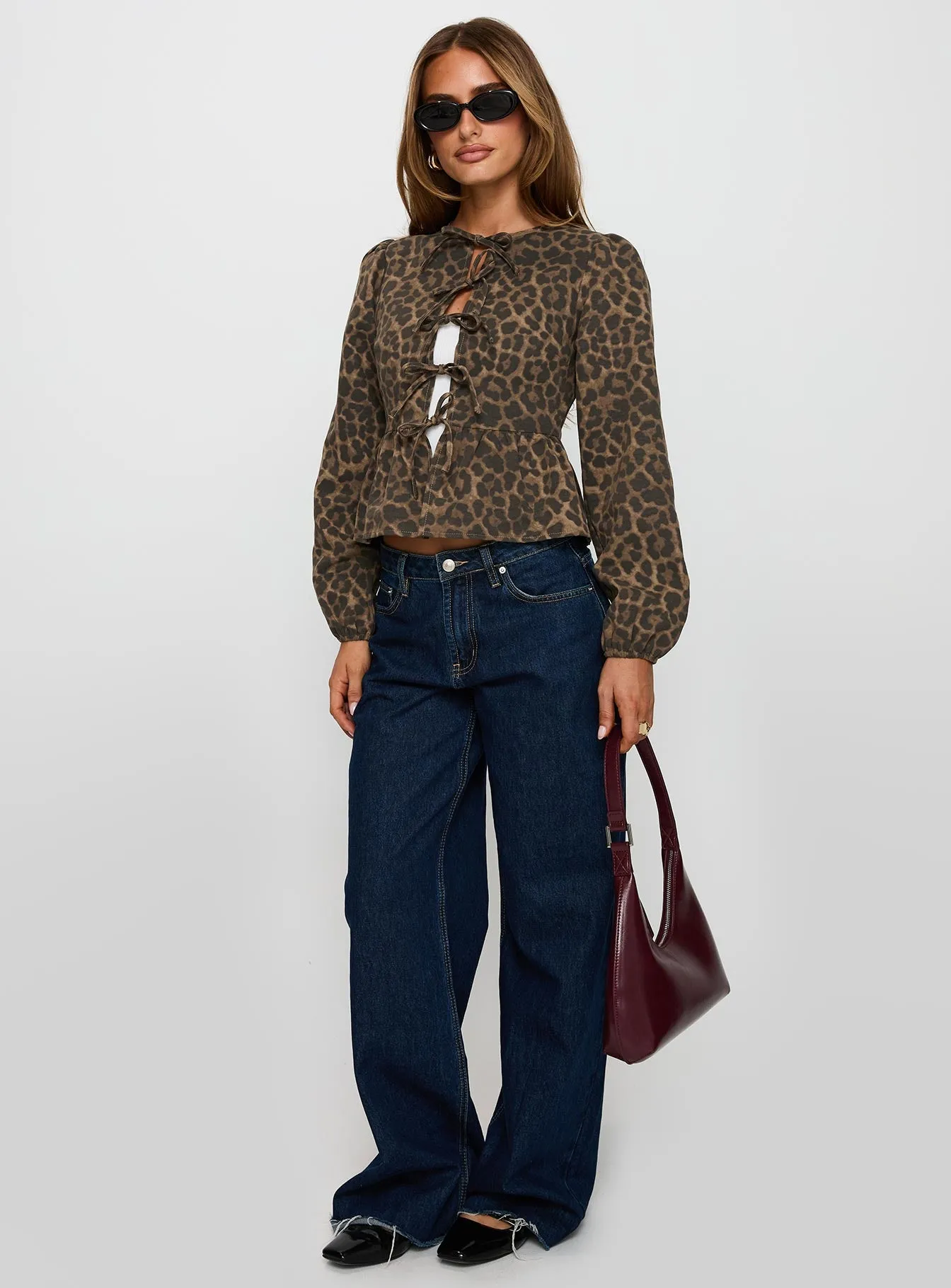 Recognize Tie Detail Long Sleeve Top Leopard sold by Princess Polly product image thumbnail 3