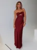 Faviola Strapless Maxi Dress Burgundy sold by Princess Polly