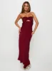 Faviola Strapless Maxi Dress Burgundy sold by Princess Polly