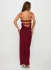 Faviola Strapless Maxi Dress Burgundy sold by Princess Polly