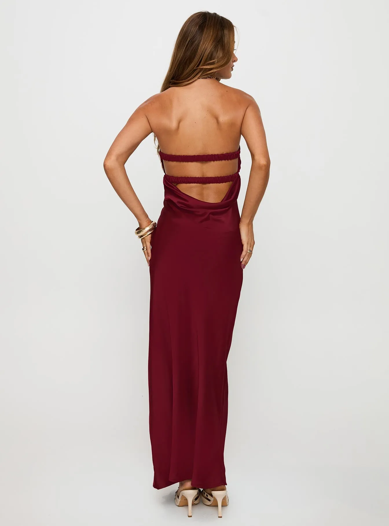 Faviola Strapless Maxi Dress Burgundy sold by Princess Polly product image thumbnail 5
