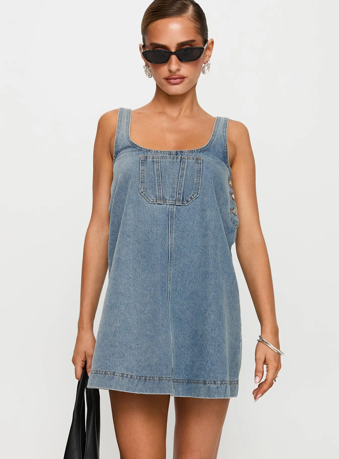 State Of Mind Mini Dress Blue Denim sold by Princess Polly product image thumbnail 2