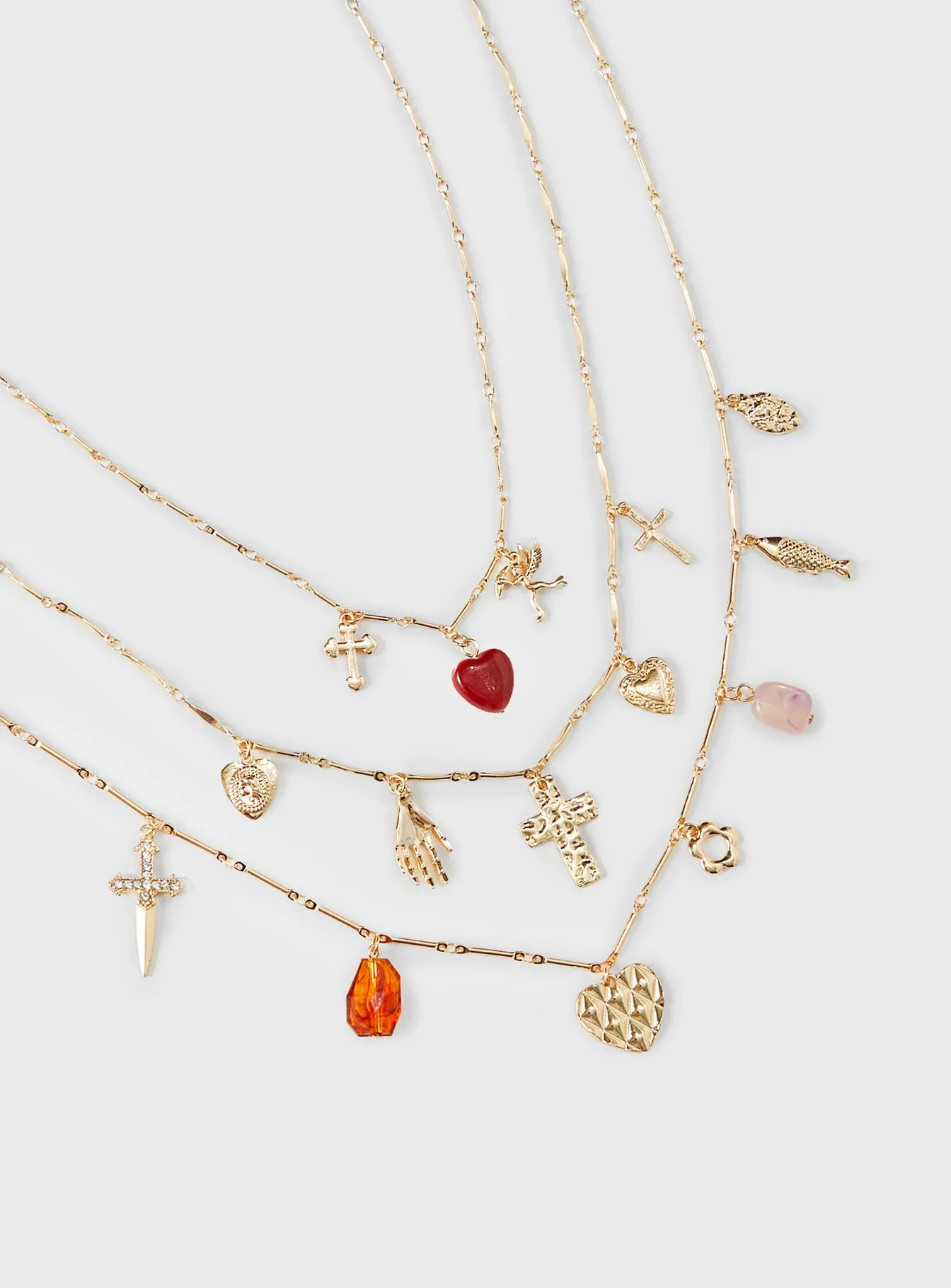 Kiss And Tell Layered Charm Necklace Gold sold by Princess Polly product image thumbnail 3