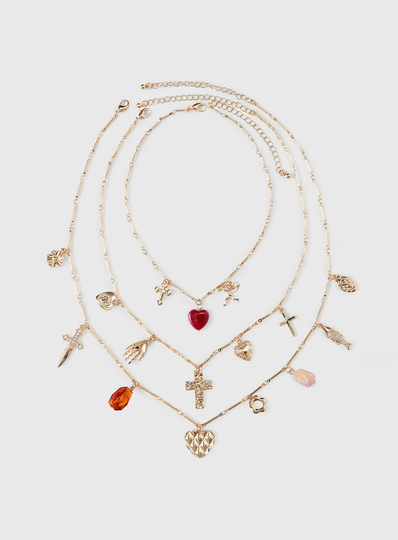 Kiss And Tell Layered Charm Necklace Gold sold by Princess Polly product image thumbnail 2