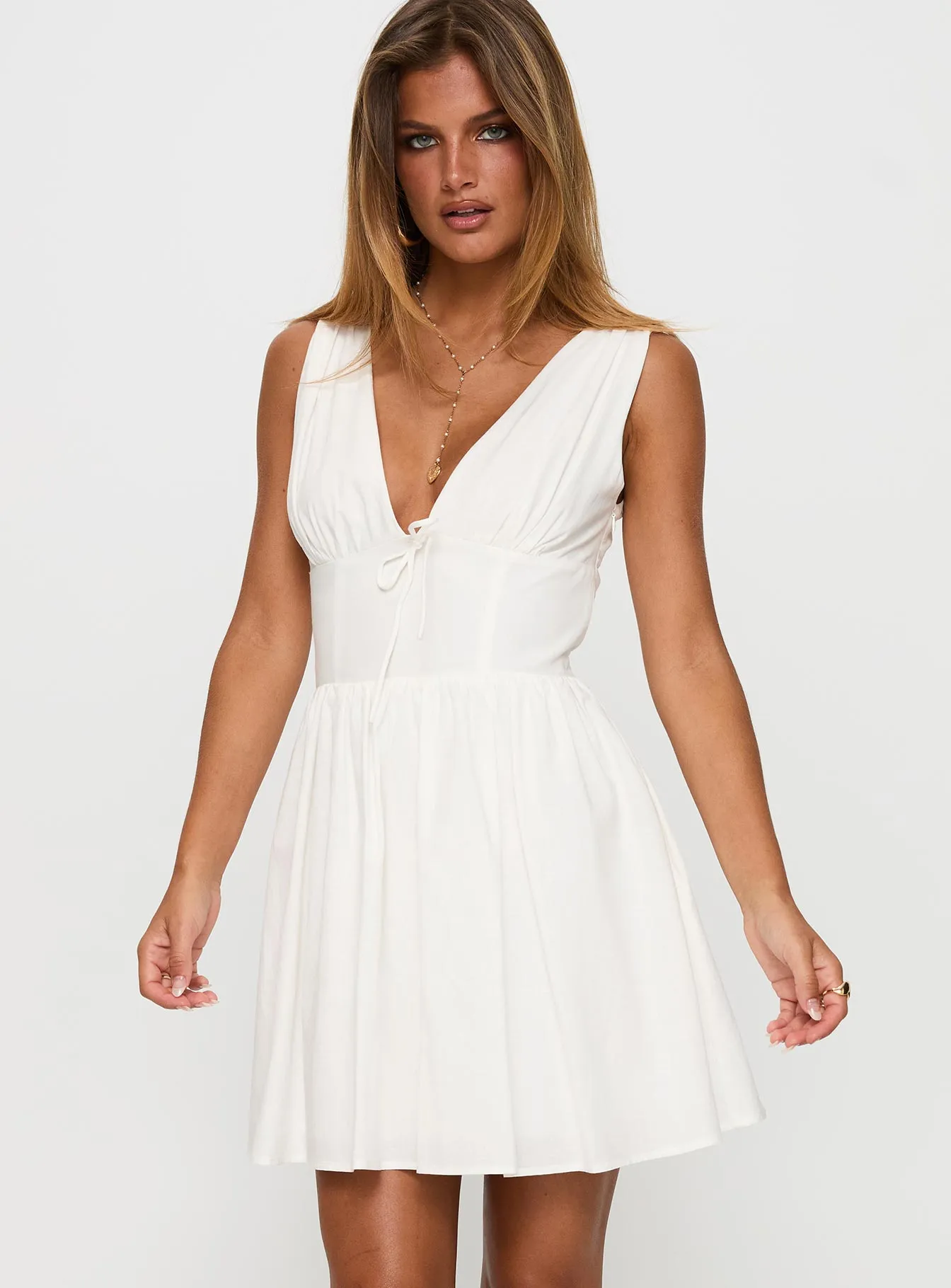 Mattison Plunge Mini Dress White sold by Princess Polly product image thumbnail 2