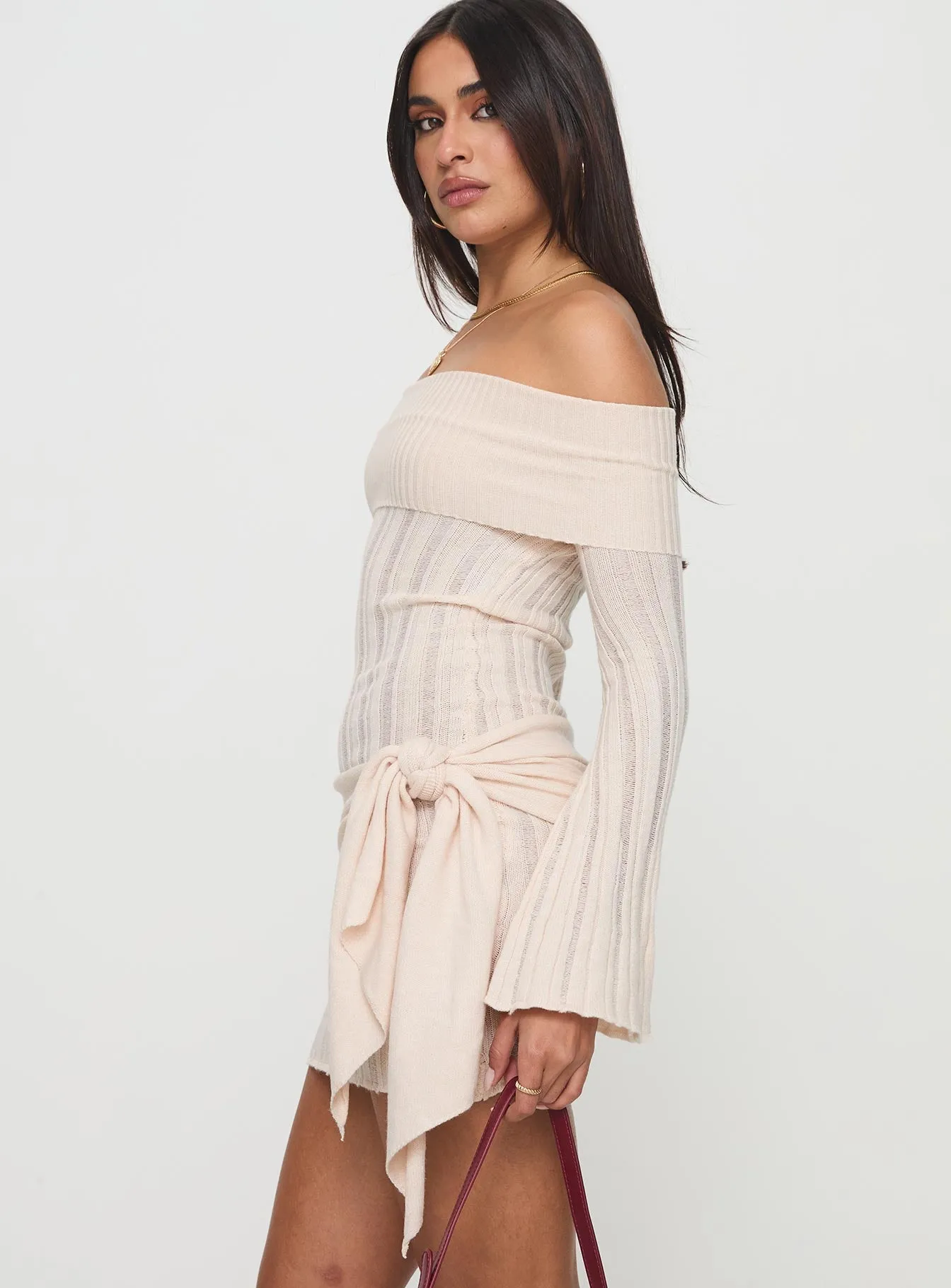 Oalie Off The Shoulder Mini Dress Cream sold by Princess Polly product image thumbnail 3