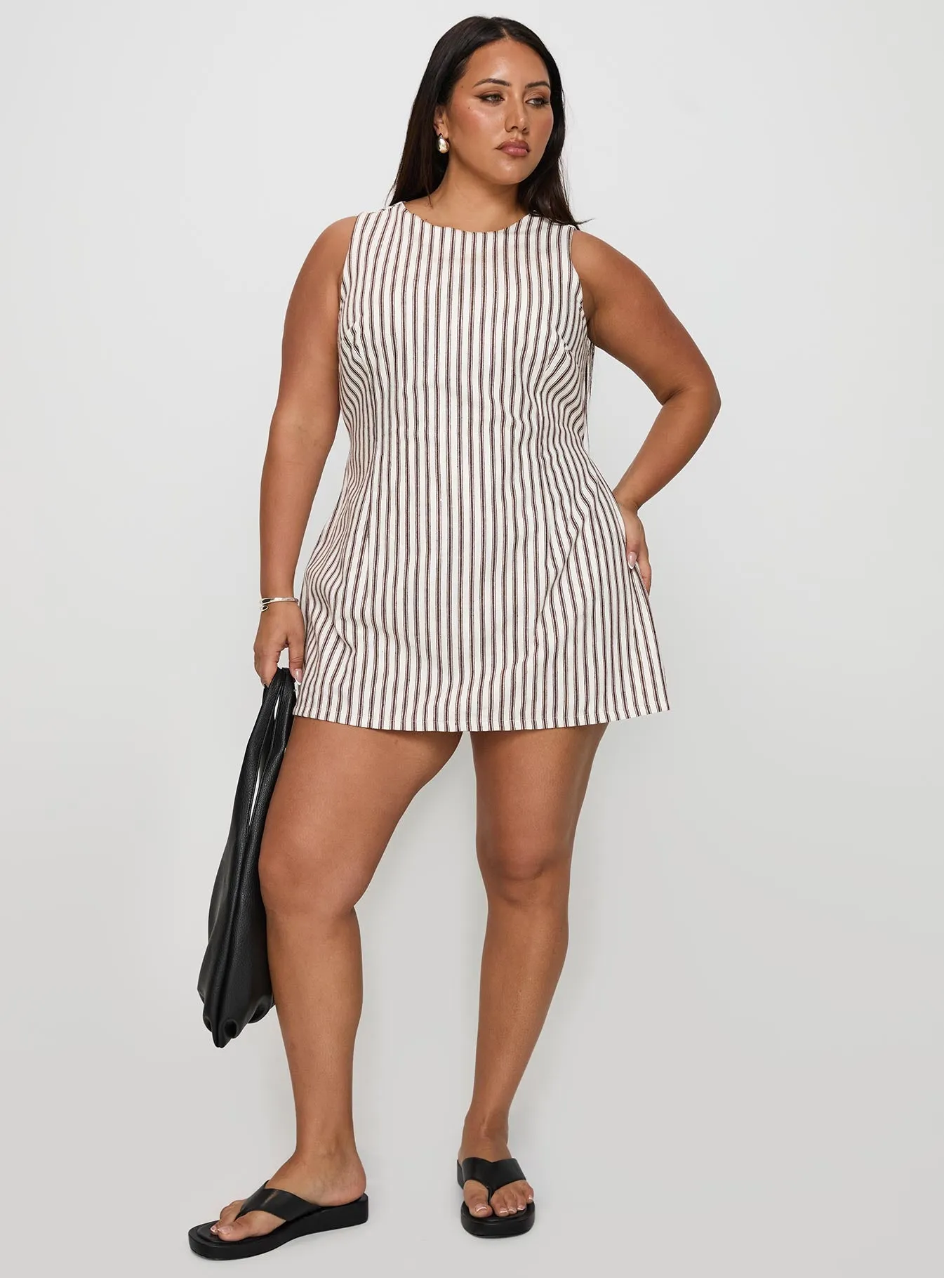 Yumiko Romper Brown Stripe Curve sold by Princess Polly product image thumbnail 2