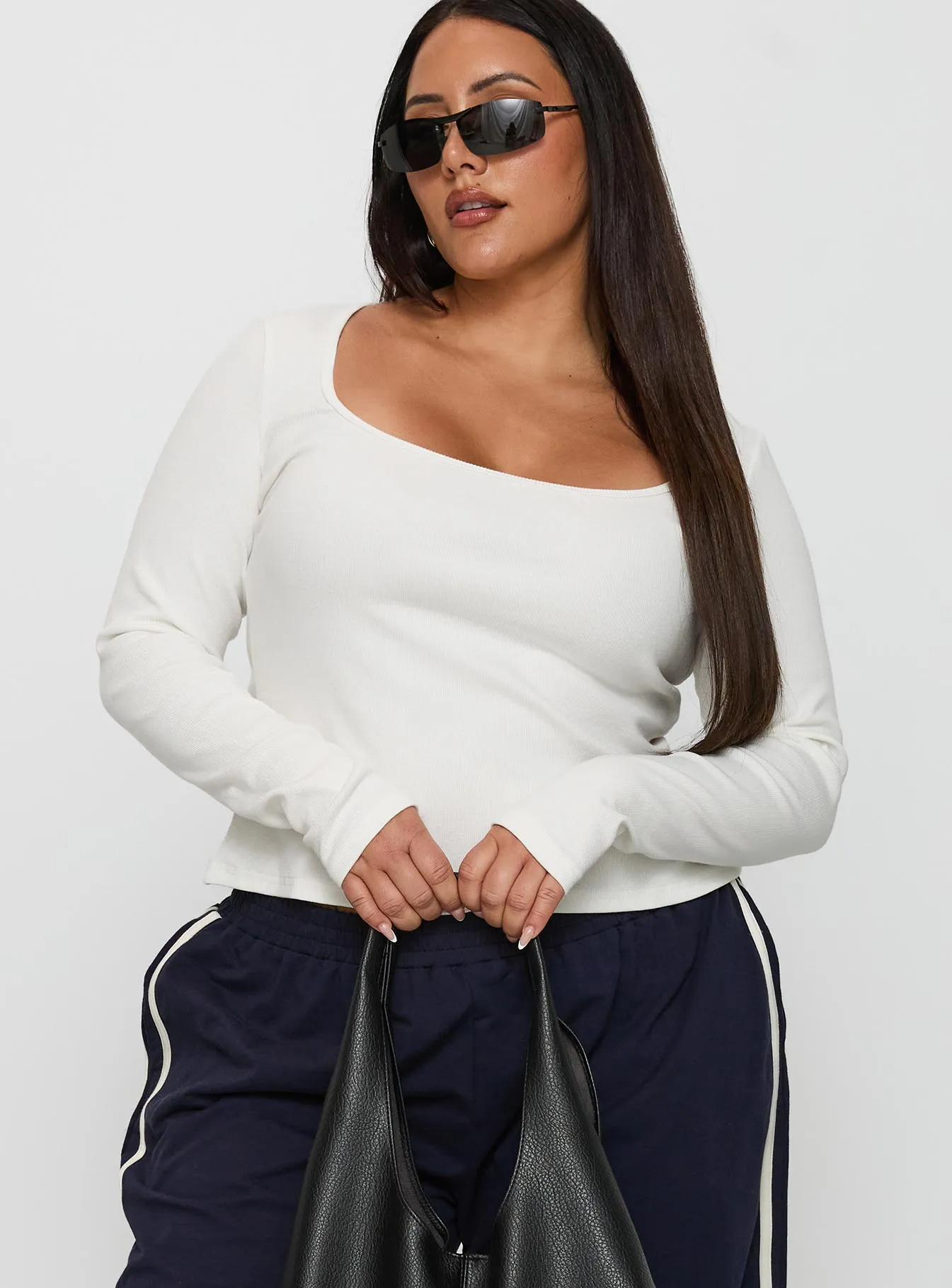 Baseline Long Sleeve Top White Curve sold by Princess Polly product image thumbnail 2