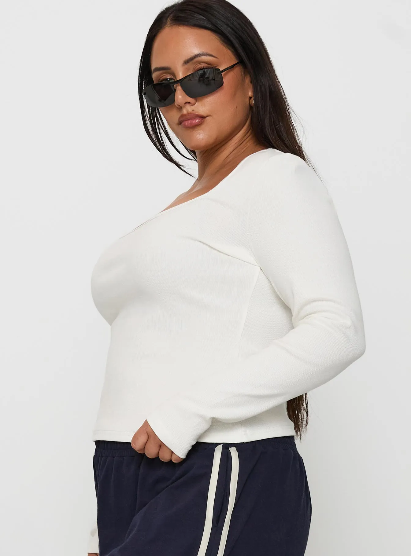 Baseline Long Sleeve Top White Curve sold by Princess Polly product image thumbnail 4