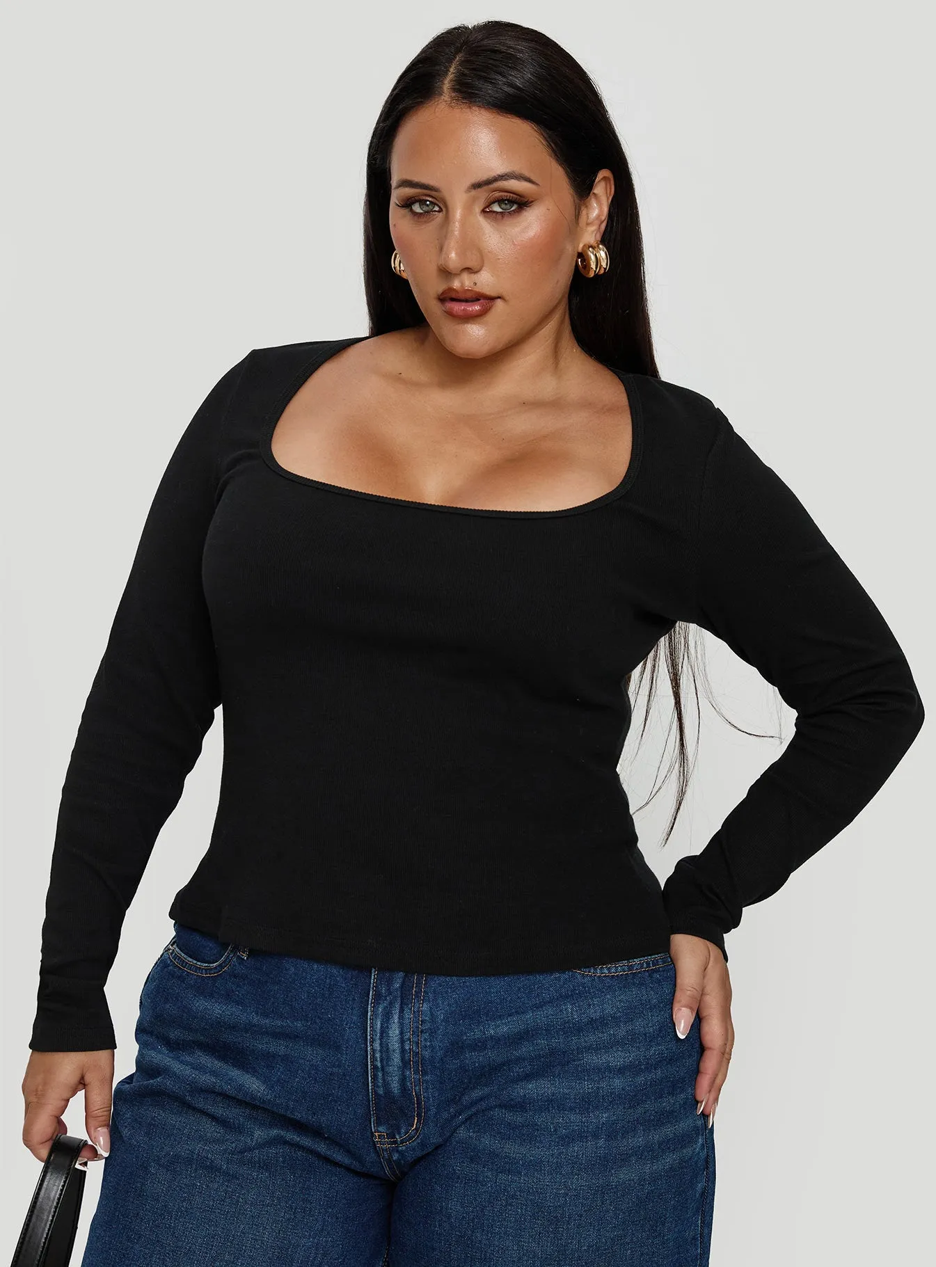 Baseline Long Sleeve Top Black Curve sold by Princess Polly