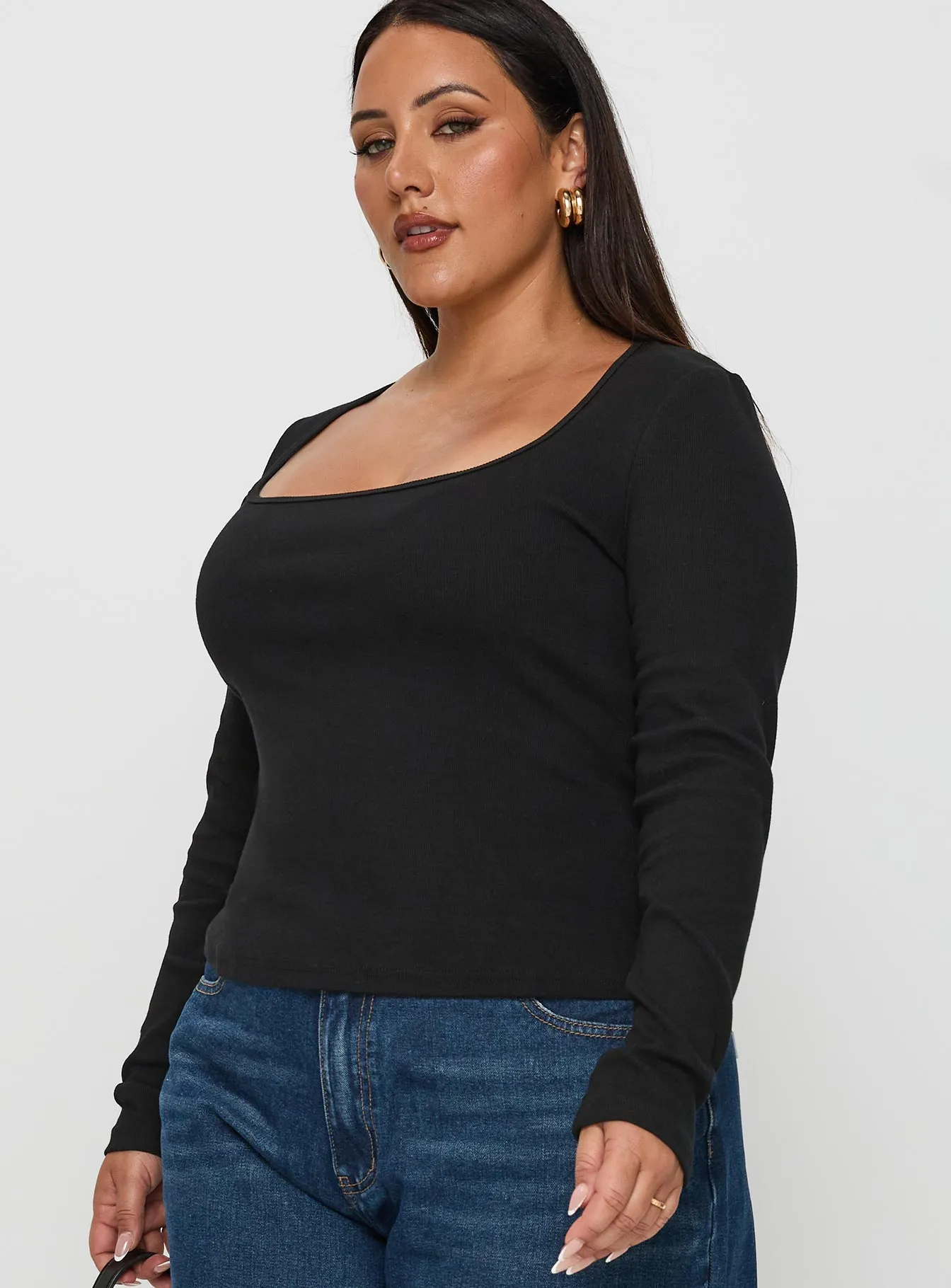 Baseline Long Sleeve Top Black Curve sold by Princess Polly product image thumbnail 4