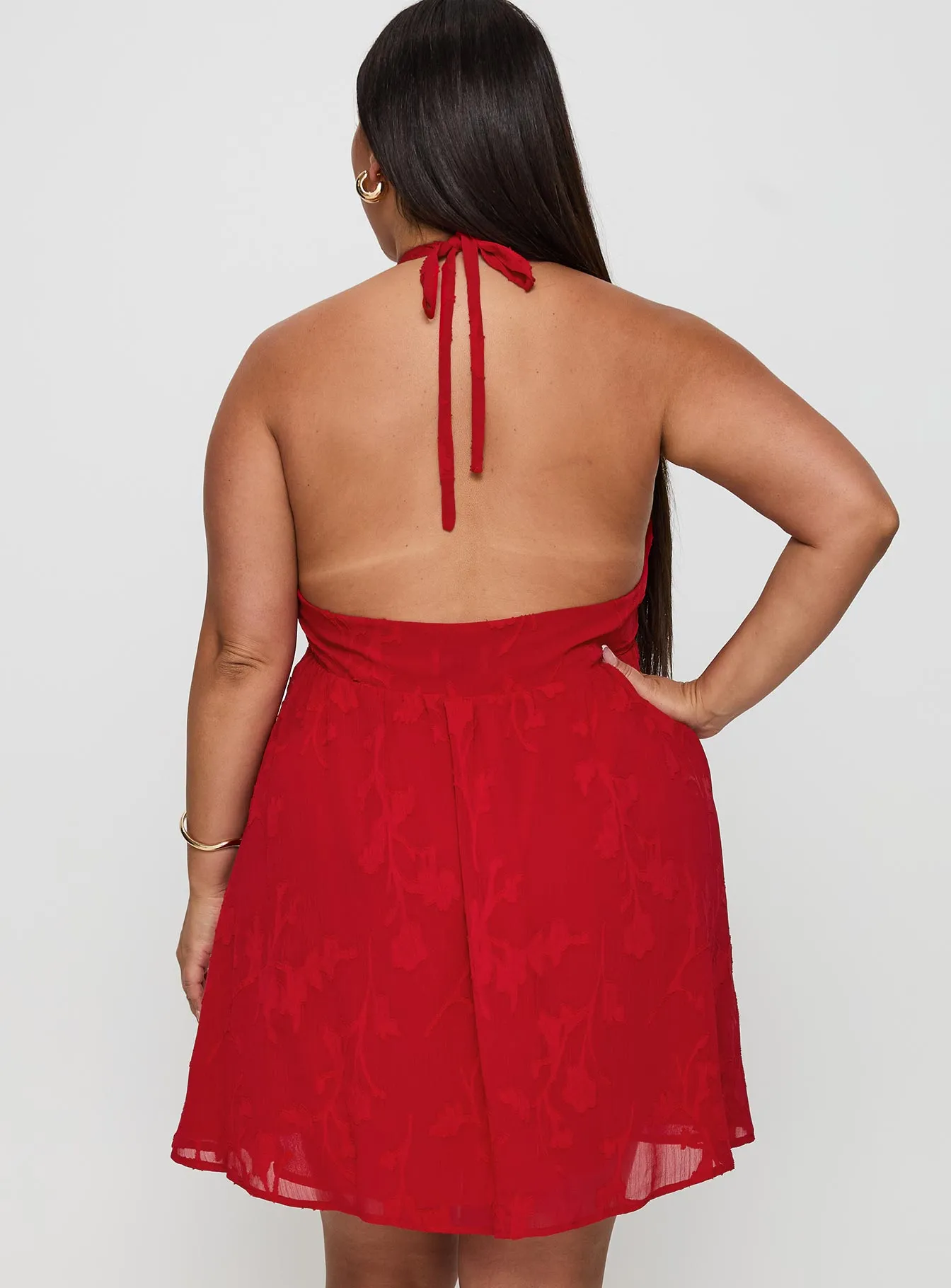 Moriah Halter Mini Dress Red Curve sold by Princess Polly product image thumbnail 4