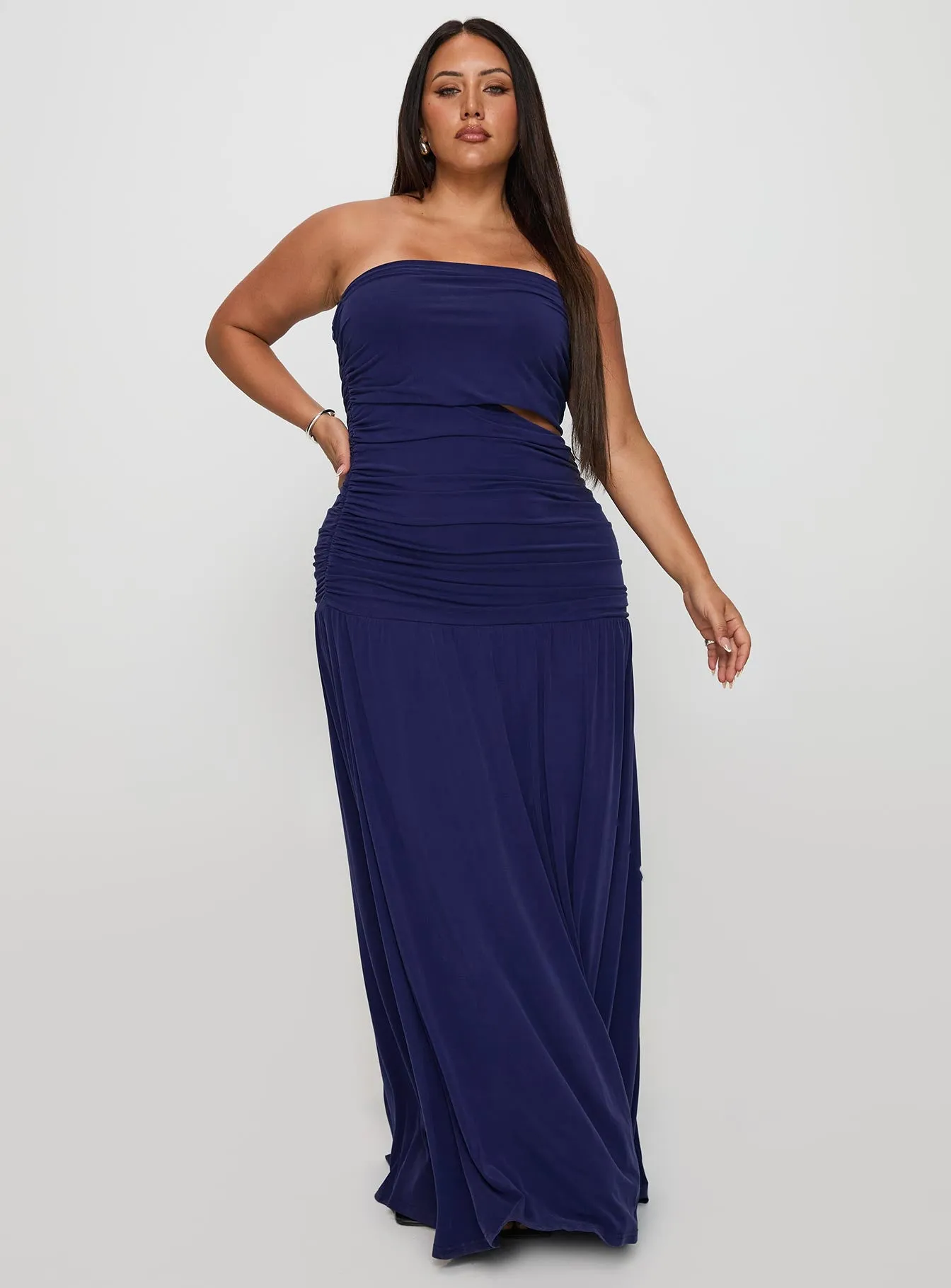 Grandeur Strapless Maxi Dress Navy Curve sold by Princess Polly product image thumbnail 3