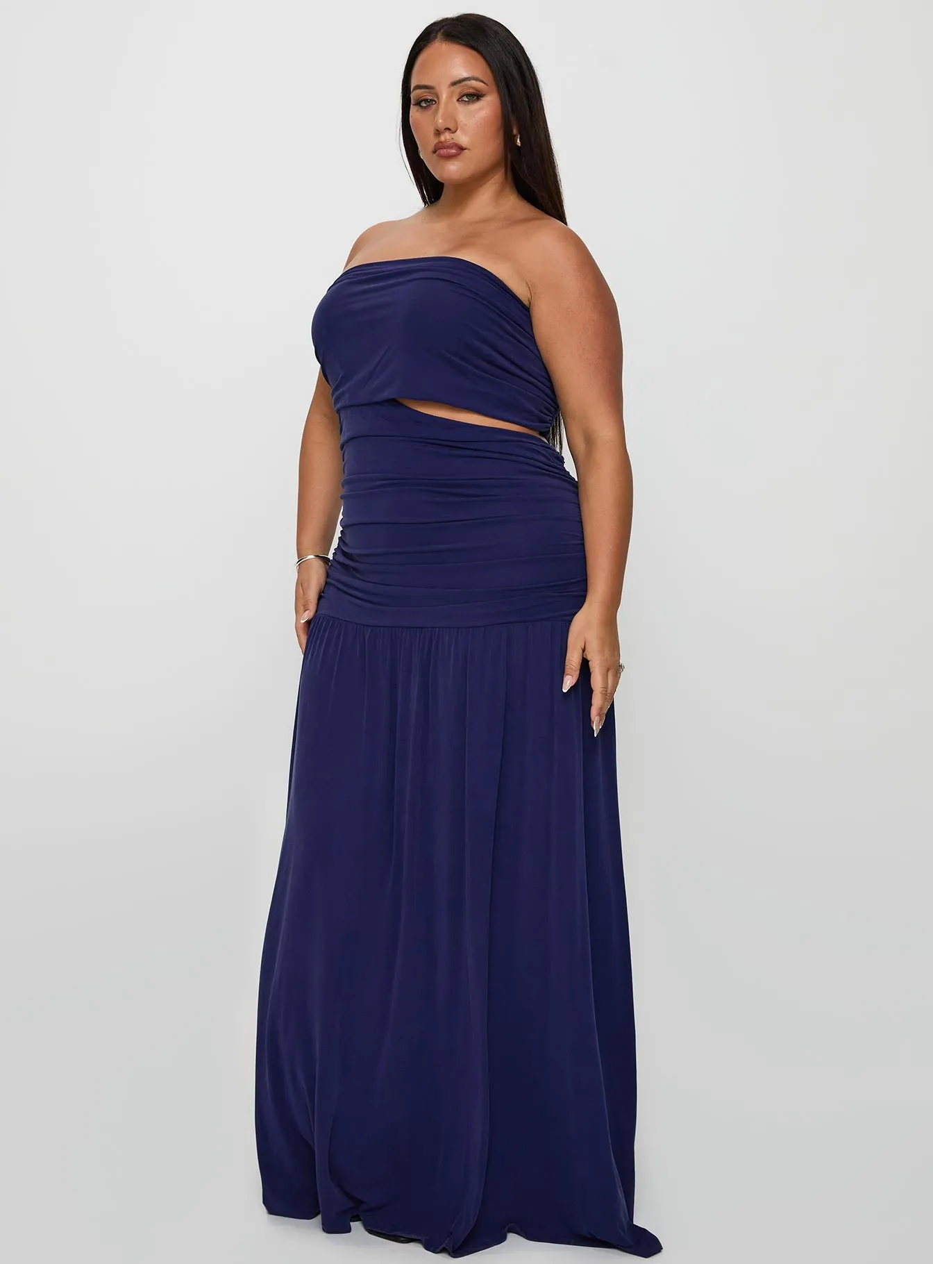 Grandeur Strapless Maxi Dress Navy Curve sold by Princess Polly product image thumbnail 4