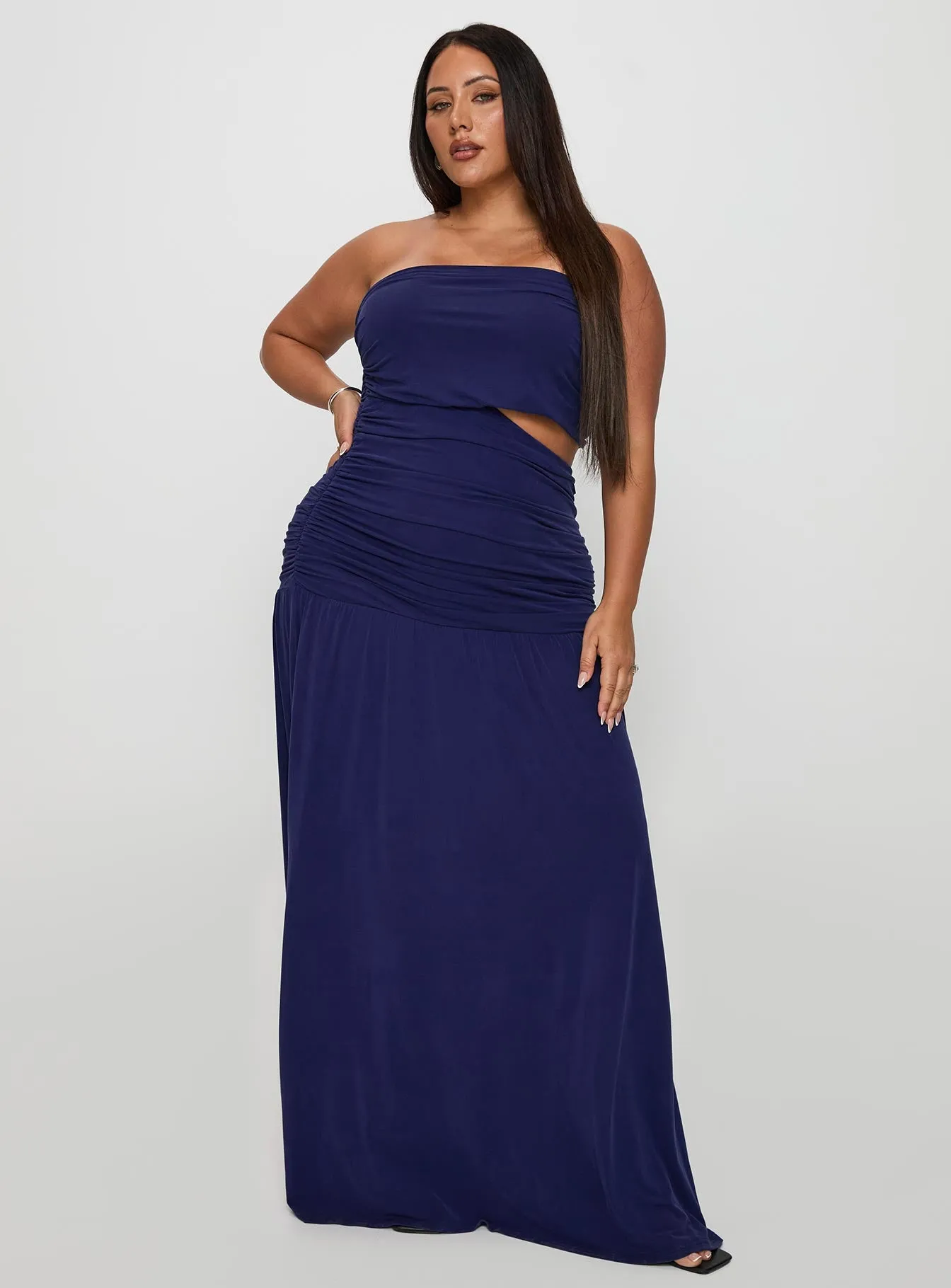 Grandeur Strapless Maxi Dress Navy Curve sold by Princess Polly product image thumbnail 2
