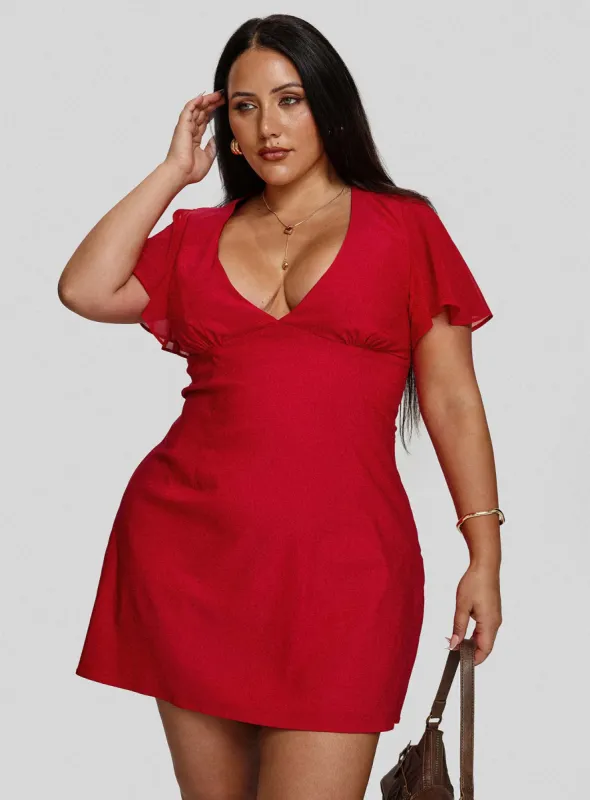 Florie Corset Mini Dress Red Curve sold by Princess Polly