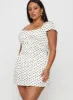 Evangelie Ruched Mini Dress White Polka Curve sold by Princess Polly