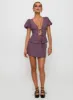 Gulliver Tie Side Mini Skort Mauve sold by Princess Polly
