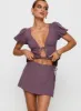 Gulliver Tie Side Mini Skort Mauve sold by Princess Polly