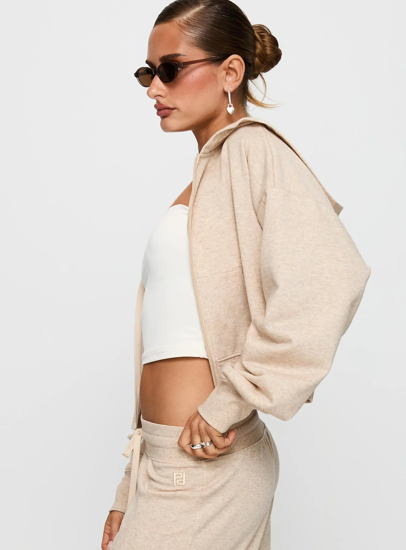 Revive Zip Through Hoodie Oat Marle sold by Princess Polly product image thumbnail 4