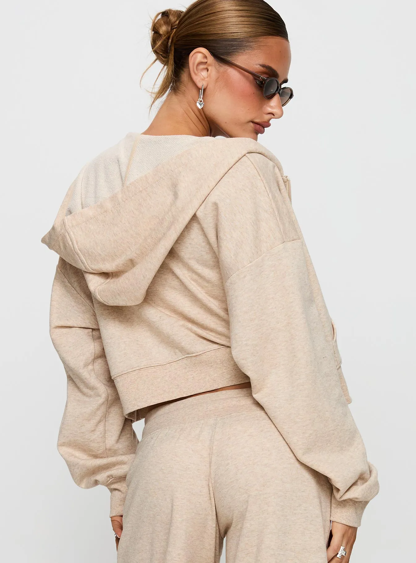 Revive Zip Through Hoodie Oat Marle sold by Princess Polly product image thumbnail 5