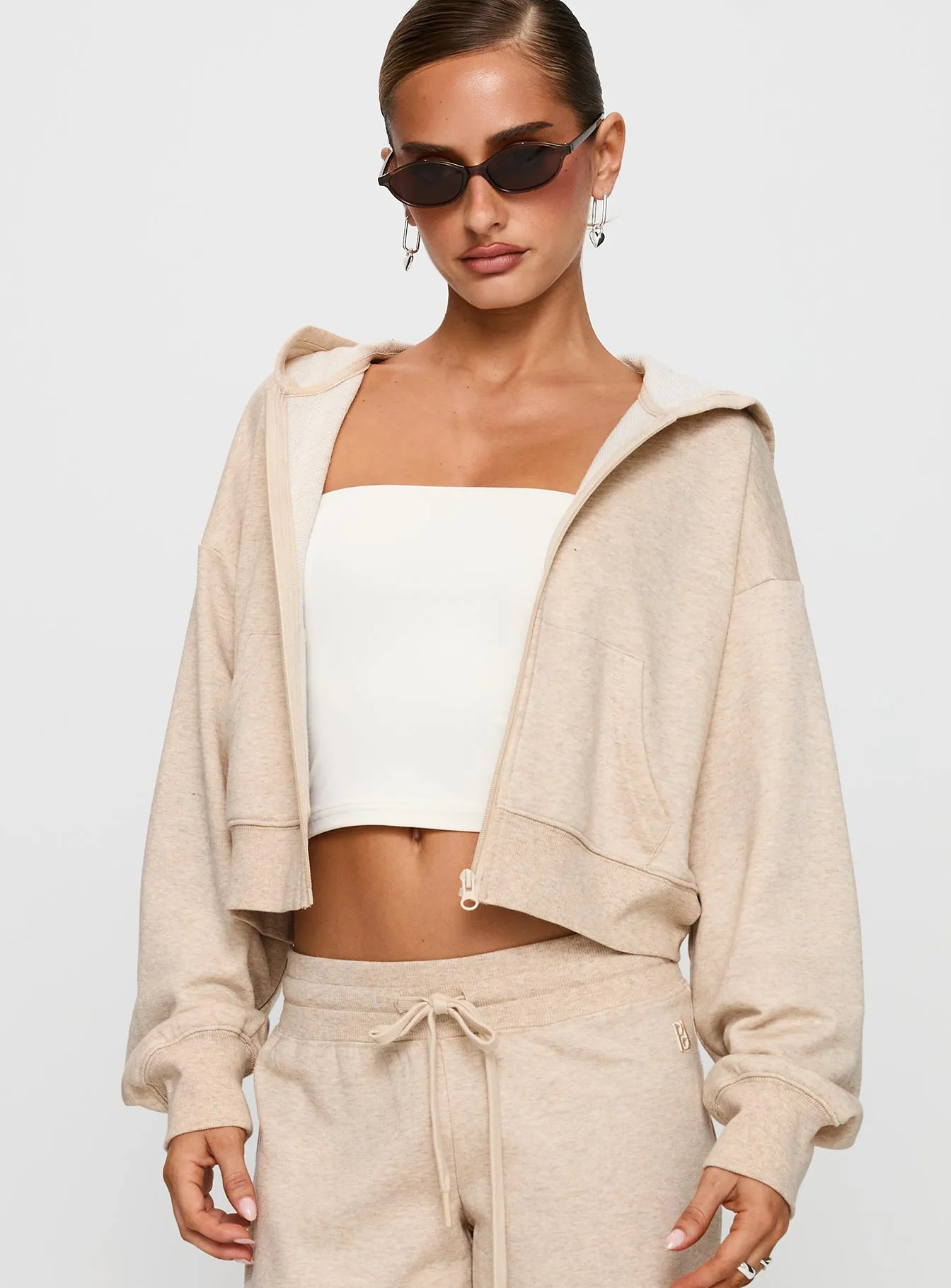 Revive Zip Through Hoodie Oat Marle sold by Princess Polly product image thumbnail 2