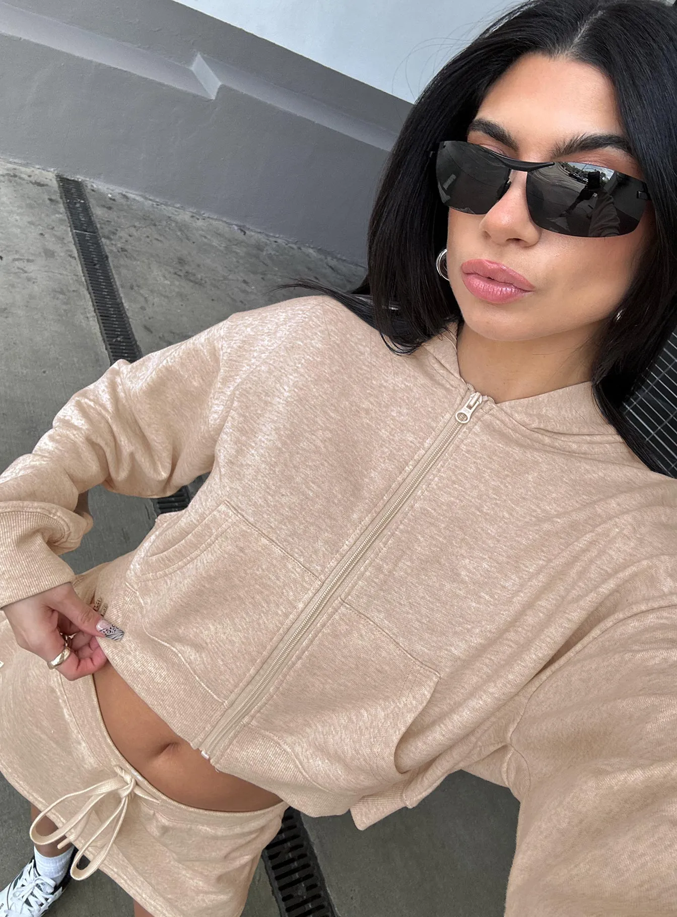 Revive Zip Through Hoodie Oat Marle sold by Princess Polly