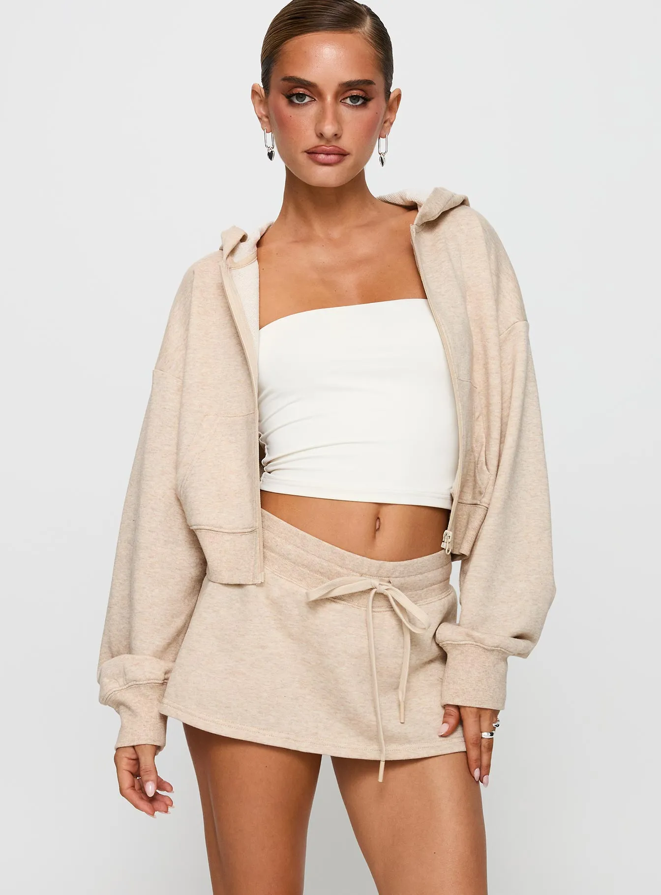 Down Low Fleece Skort Oat Marle sold by Princess Polly product image thumbnail 2