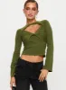 Giordani Long Sleeve Twist Top Moss Green sold by Princess Polly