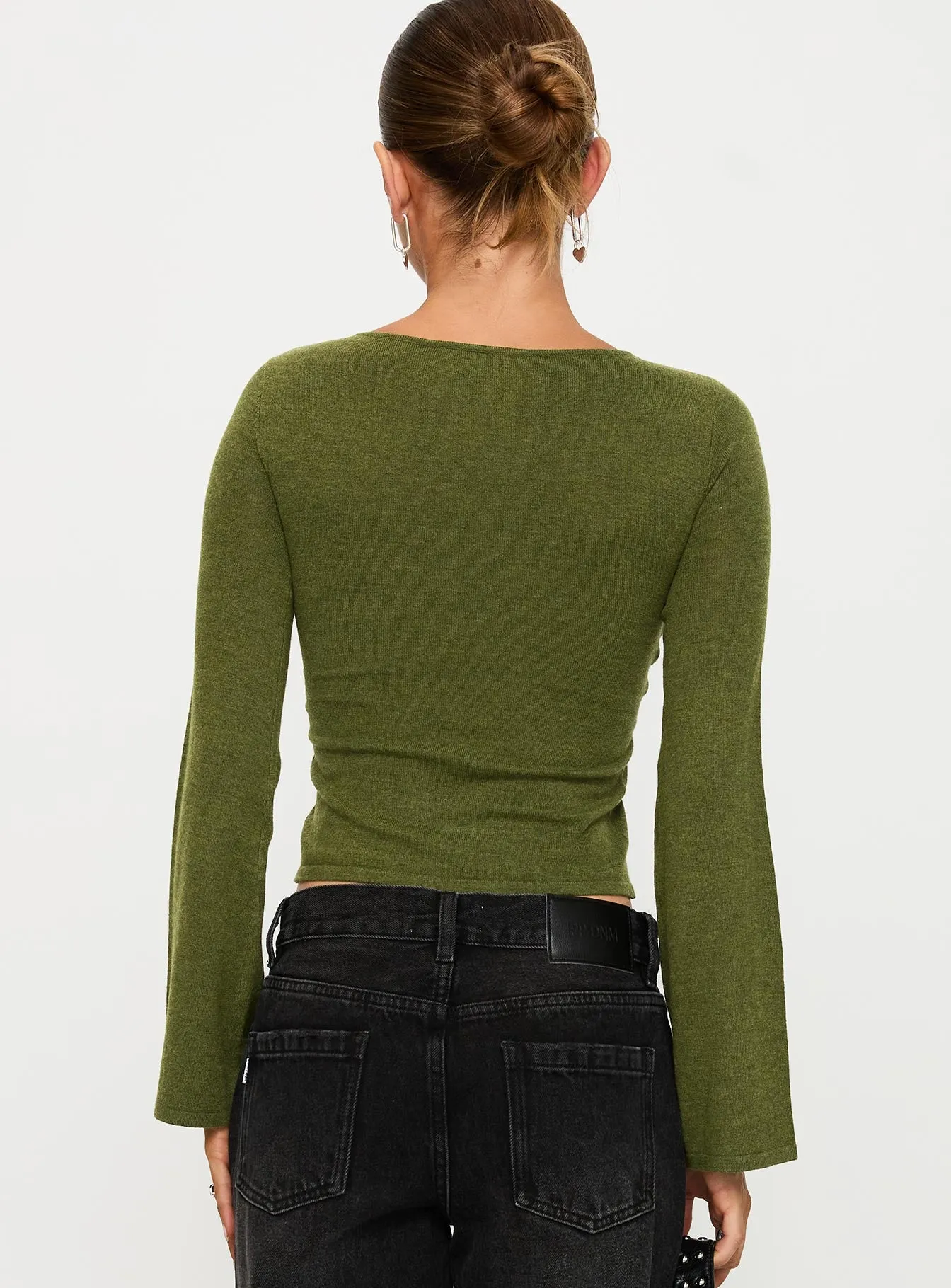 Giordani Long Sleeve Twist Top Moss Green sold by Princess Polly product image thumbnail 4