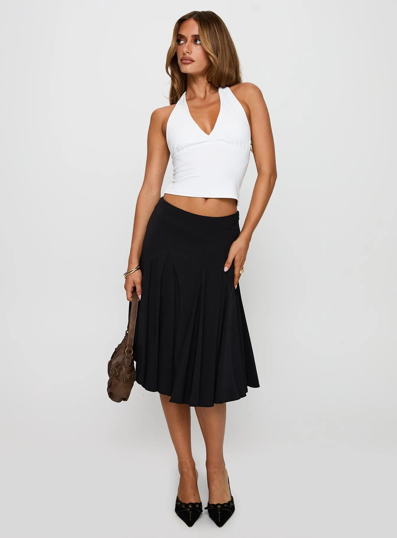 Agnette Low Rise Midi Skirt Black sold by Princess Polly product image thumbnail 2