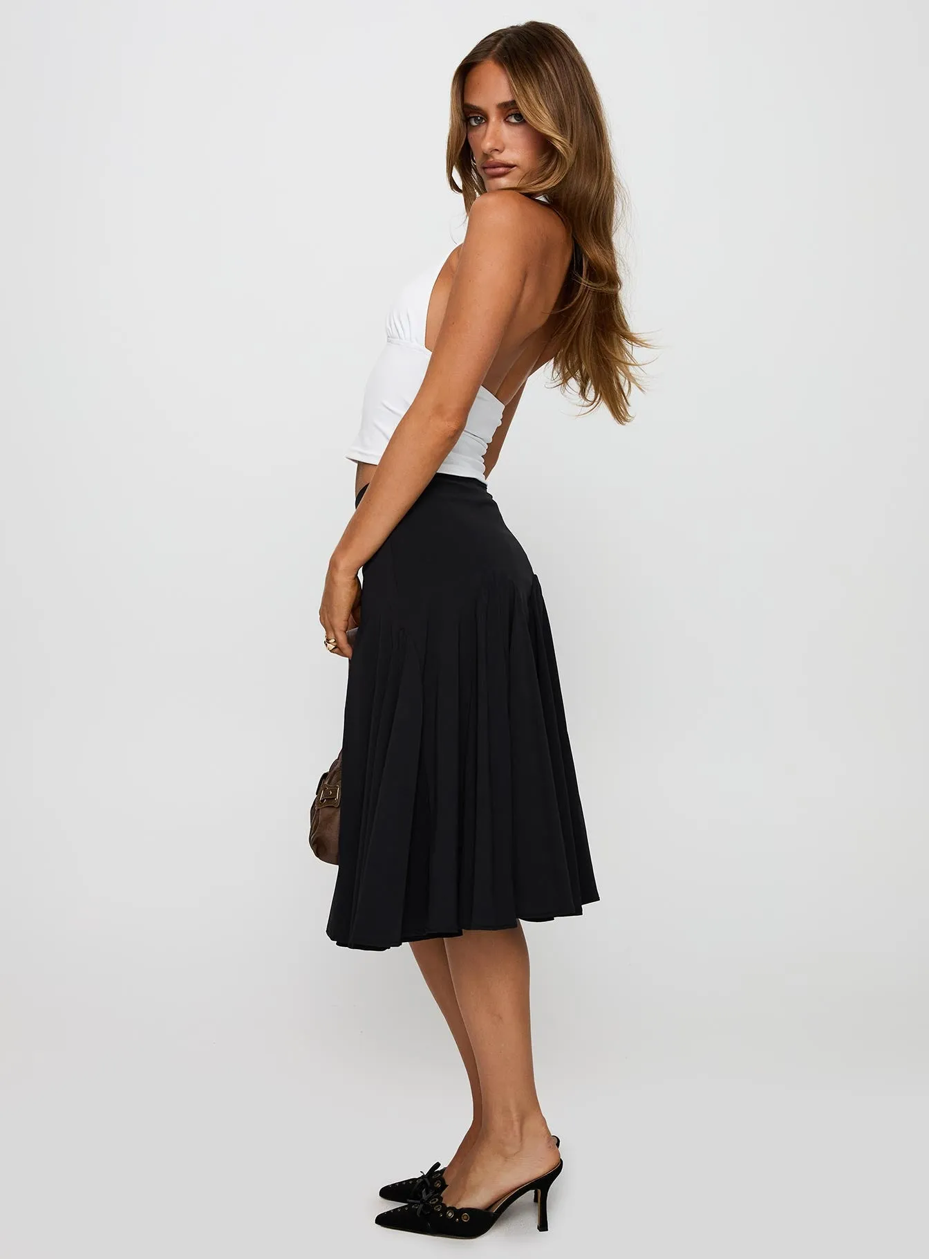Agnette Low Rise Midi Skirt Black sold by Princess Polly product image thumbnail 4
