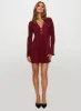 Malop Long Sleeve Mini Dress Burgundy sold by Princess Polly