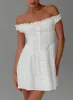 White Horse Off The Shoulder Mini Dress White sold by Princess Polly