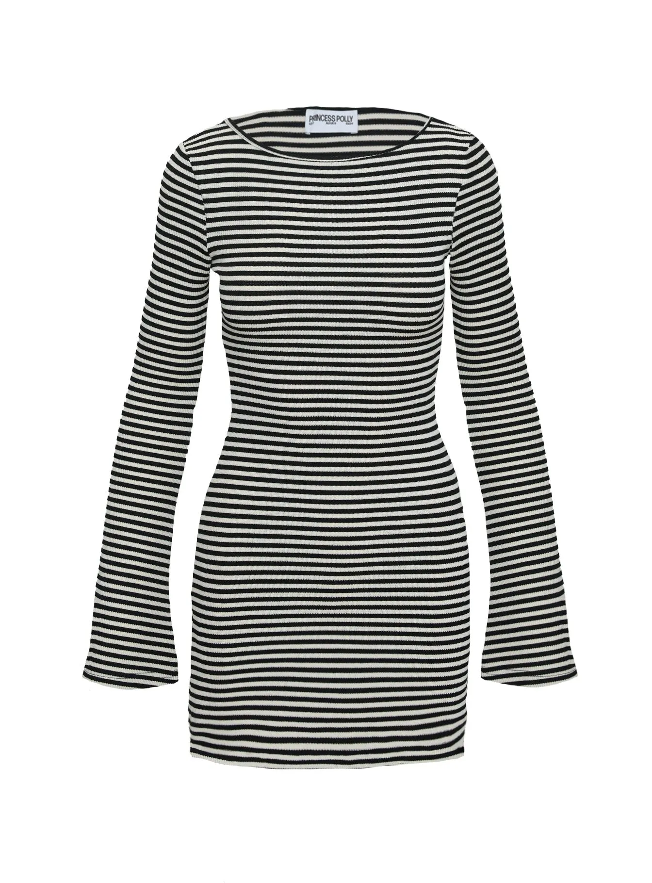 Bryanna Long Sleeve Mini Dress Black / White Petite sold by Princess Polly product image thumbnail 5