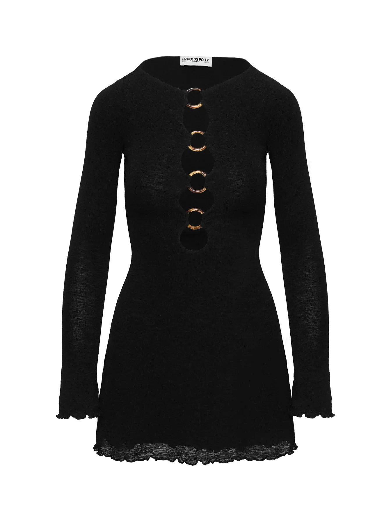 Dejonge Long Sleeve Ring Mini Dress Black Petite sold by Princess Polly product image thumbnail 5