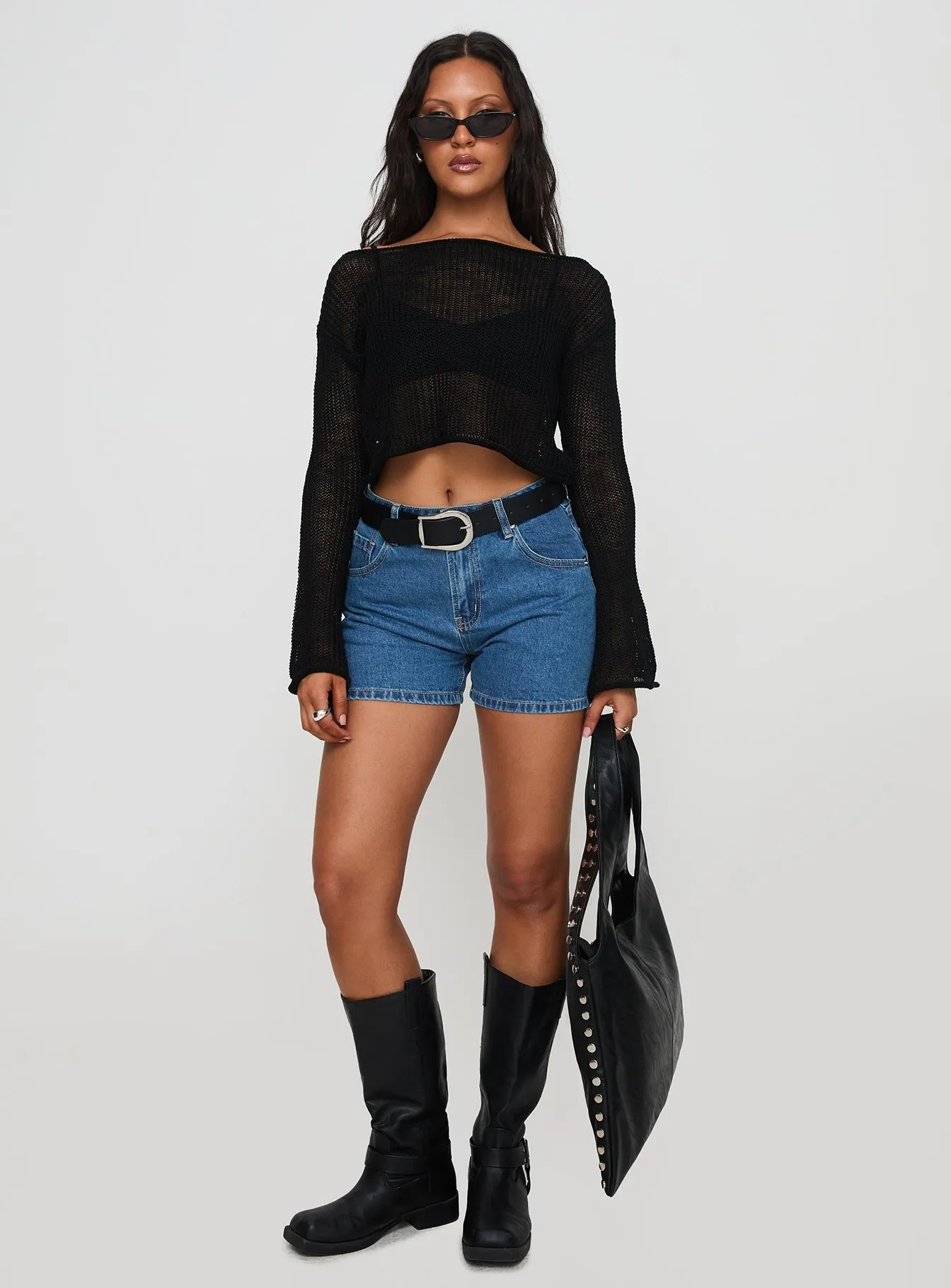 Saldana Shorts Mid Blue Denim Petite sold by Princess Polly product image thumbnail 3